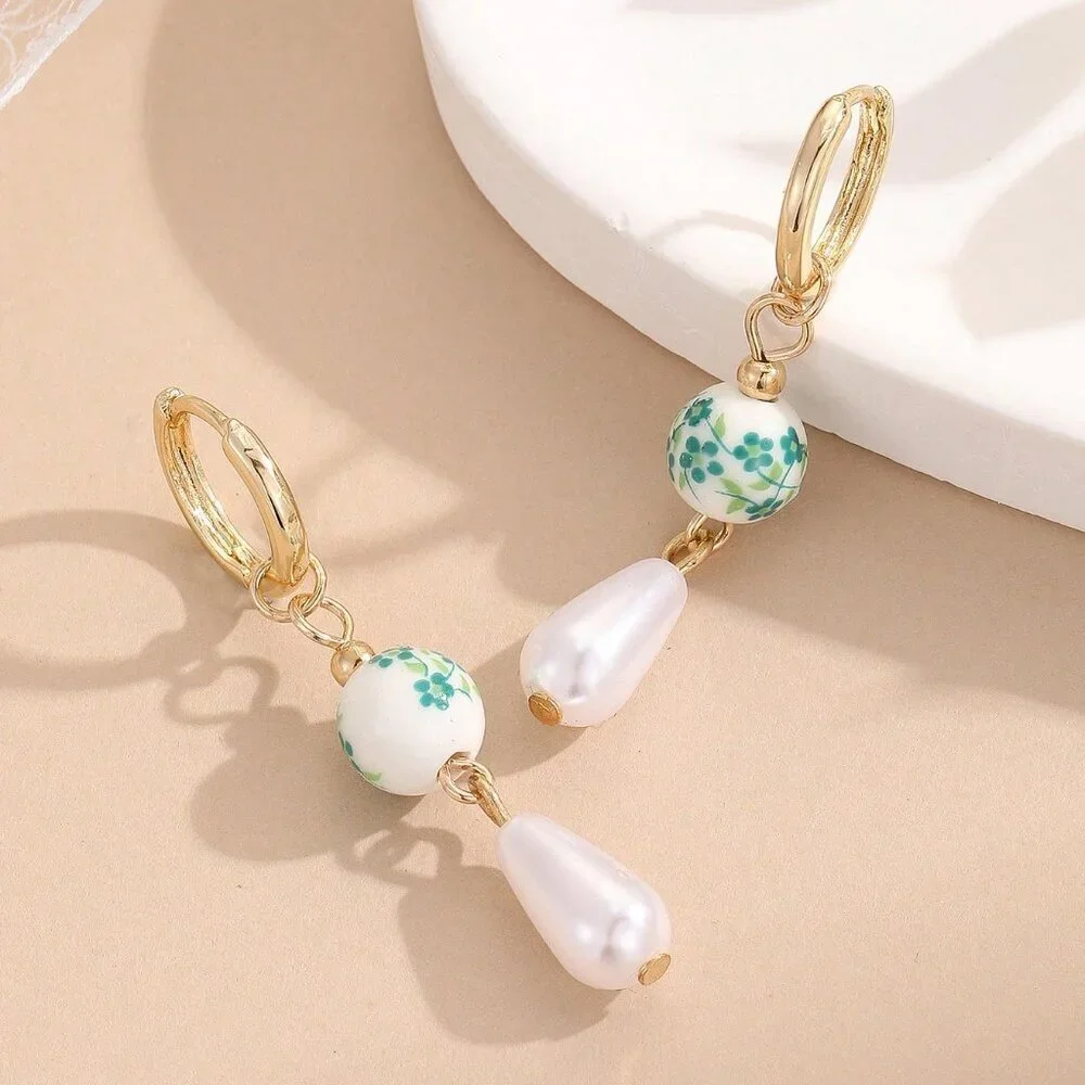 Multicolor Sexy Women's Style Faux Pearl Ceramic Pendant Earrings - Picture 9 of 11